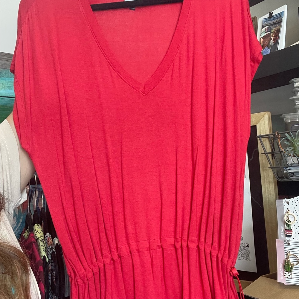 CAbi Vibrant Red V-Neck Blouse